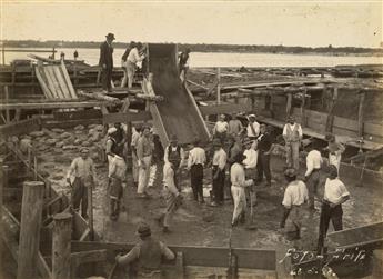 (BRAZIL & URUGUAY) Album with 50 professional photographs documenting contruction of the Maua Bridge which connects Jaguarão, Rio Grand